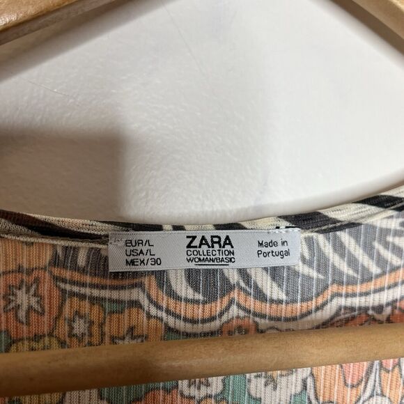 Zara Long Sleeve Maxi Coverup Womens L Tropical Sheer Pool Beach Resort - Picture 5 of 7